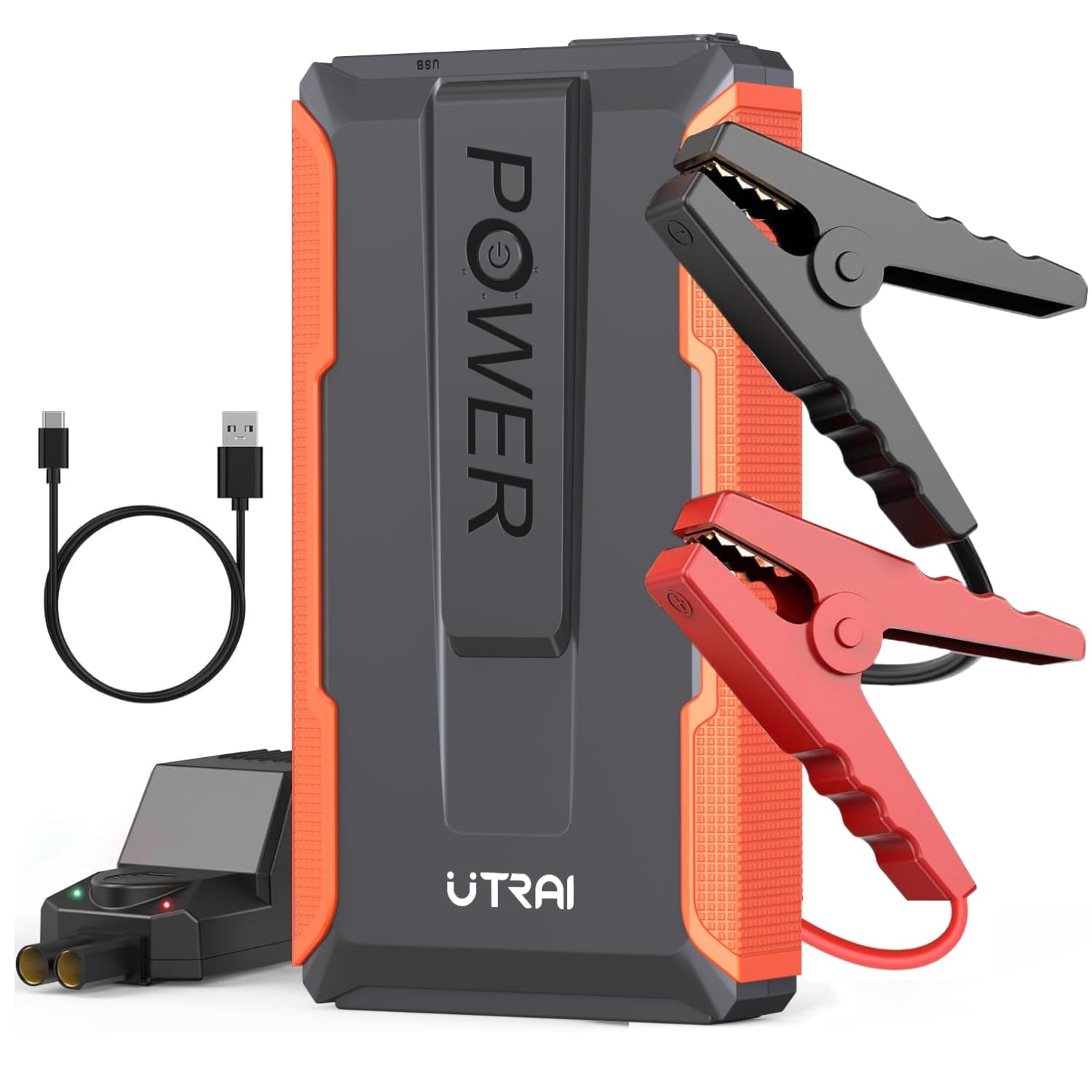 3000A Starthilfe Powerbank,UTRAI Auto Starthilfe für 12V Fahrzeuge (Bis zu 7,5L Benzin/5,5LDiesel) Starter Powerbank mit QC3.0/LED,2 Schnelllade USB Ausgänge,Batterie Jump Starter mit Starthilfekabel von UTRAI