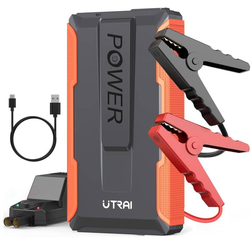 3000A Starthilfe Powerbank,UTRAI Auto Starthilfe für 12V Fahrzeuge (Bis zu 7,5L Benzin/5,5LDiesel) Starter Powerbank mit QC3.0/LED,2 Schnelllade USB Ausgänge,Batterie Jump Starter mit Starthilfekabel von UTRAI
