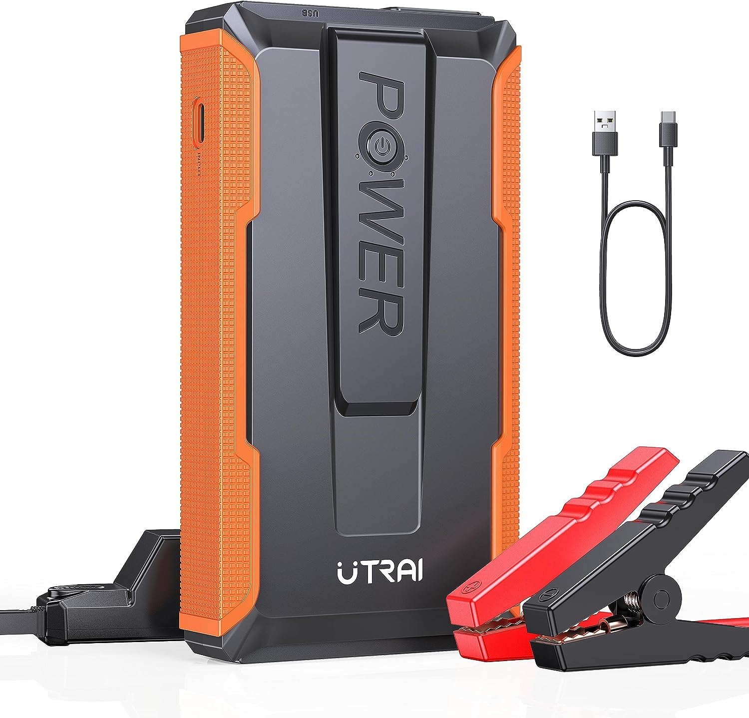 UTRAI Starthilfe Powerbank, 2500A Spitzstrom Auto Starthilfe 12V (Bis Zu 7,5L Benzin Oder 5,5L Dieselmotor) Starter Powerbank mid Intelligentes Starthilfekabel, LED Taschenlampe,USB Ausgänge von UTRAI