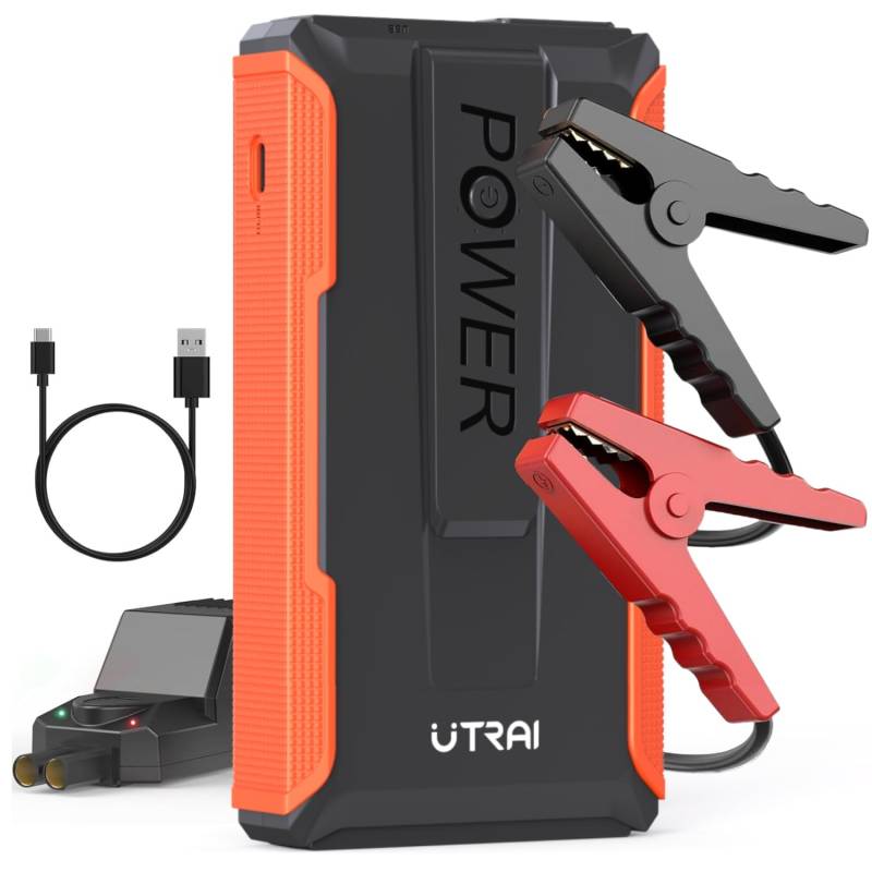 UTRAI Starthilfe Powerbank, 2500A Spitzstrom Auto Starthilfe 12V (Bis Zu 7,5L Benzin Oder 5,5L Dieselmotor) Starter Powerbank mid Intelligentes Starthilfekabel, LED Taschenlampe,USB Ausgänge von UTRAI