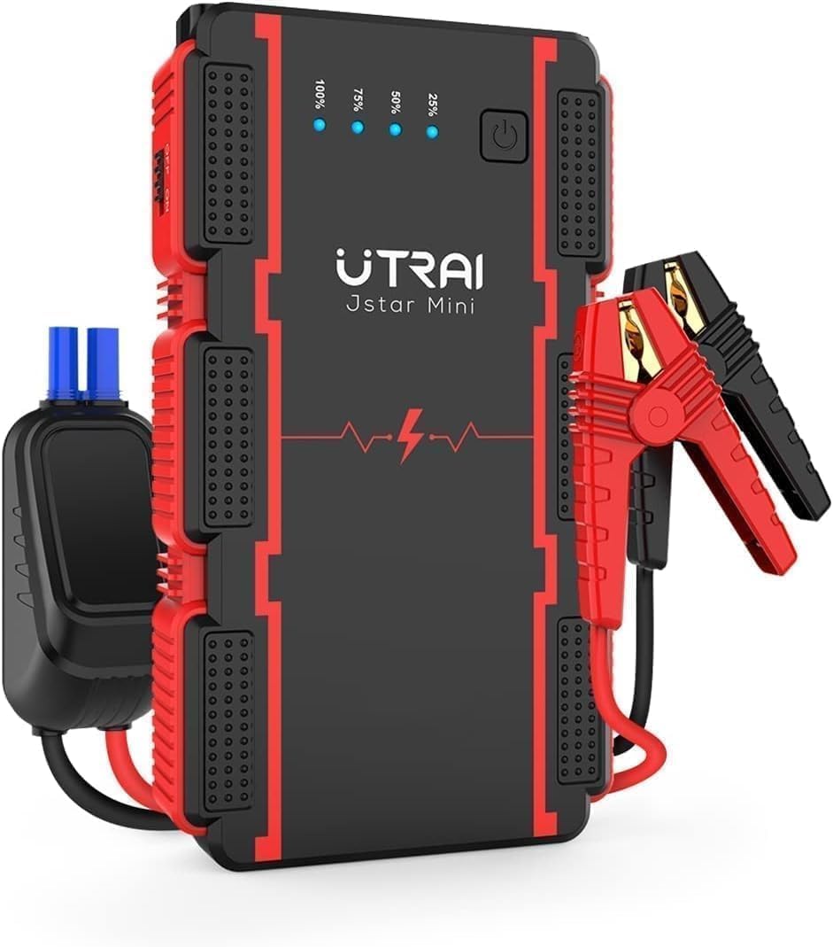UTRAI 2000A Starthilfe Powerbank, Auto Starthilfe Batterie Booster Starter Spitzenstrom 13800mAh (Bis Zu 7,5L Benzin Oder 5,5L Diesel) Starter Powerbank 12V Jump Starter mit 3 LED Taschenlampe von UTRAI
