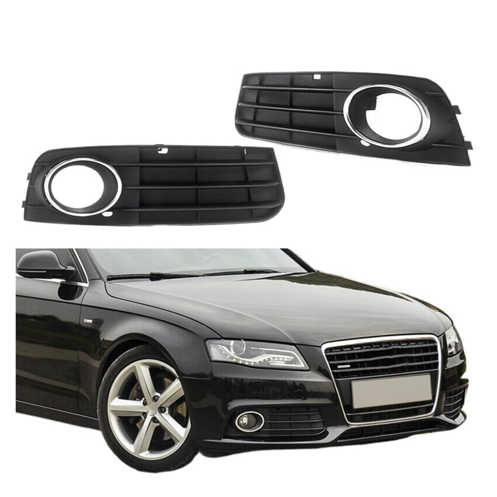 UTSKWD 1 Paar Auto-Frontstoßstange Nebelscheinwerfer Lampe Unterer Kühlergrill Grillabdeckung, Kompatibel mit Audi A4 B8 2008 2009 2010 2011 2012 8K0807681 8K0807682 von UTSKWD