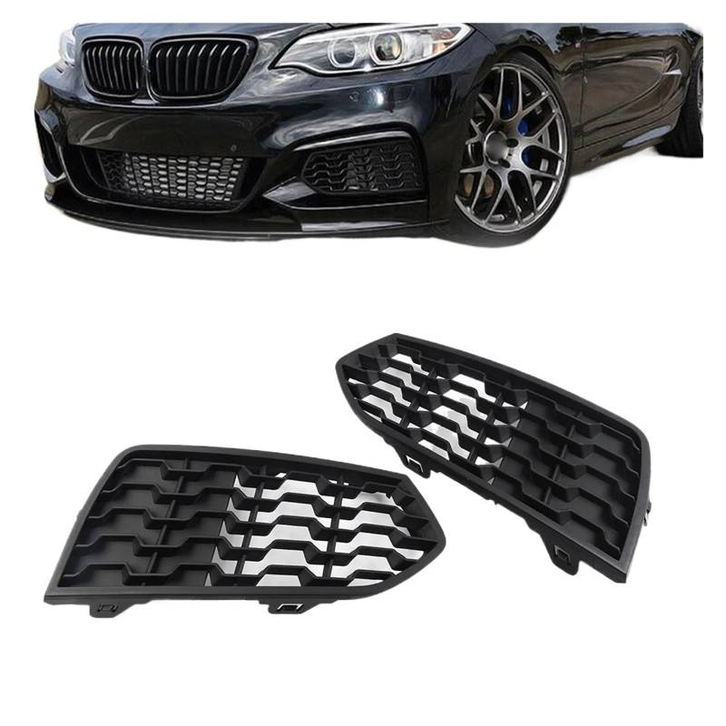 UTSKWD 1 Paar Auto-Nebelscheinwerfer-Kühlergrill mit geschlossenem Netz for die vordere Stoßstange ohne Nebelscheinwerferloch | Nur kompatibel mit BMW 2er F22 F23 M Sport von UTSKWD