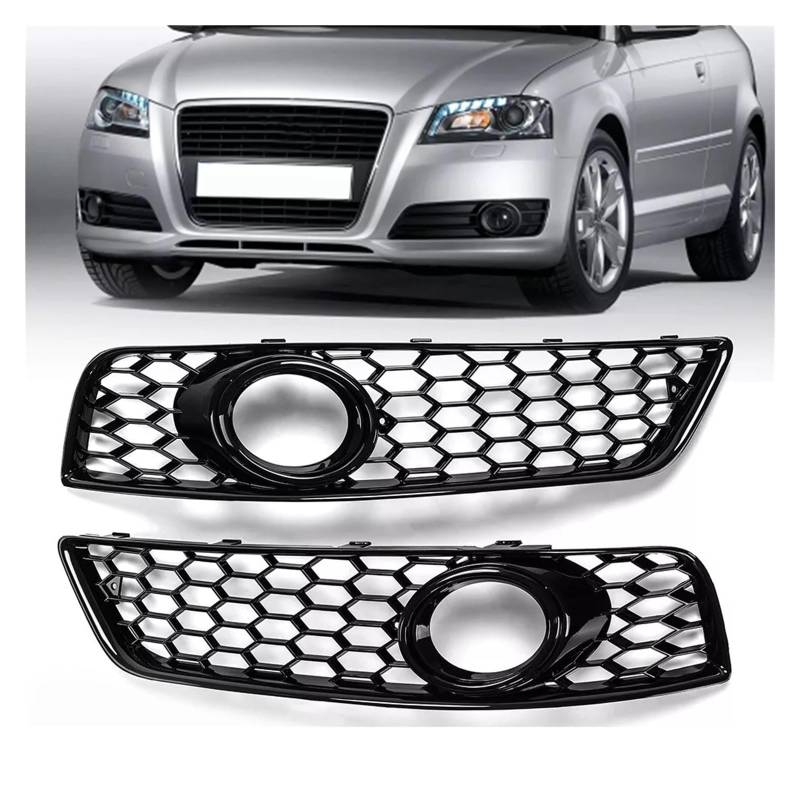 UTSKWD 1 Paar Mesh-Wabengitter-Frontstoßstangen-Nebelscheinwerfer-Kühlergrillabdeckung, kompatibel mit Audi A3 8P 2009 2010 2011 2012 2013 von UTSKWD