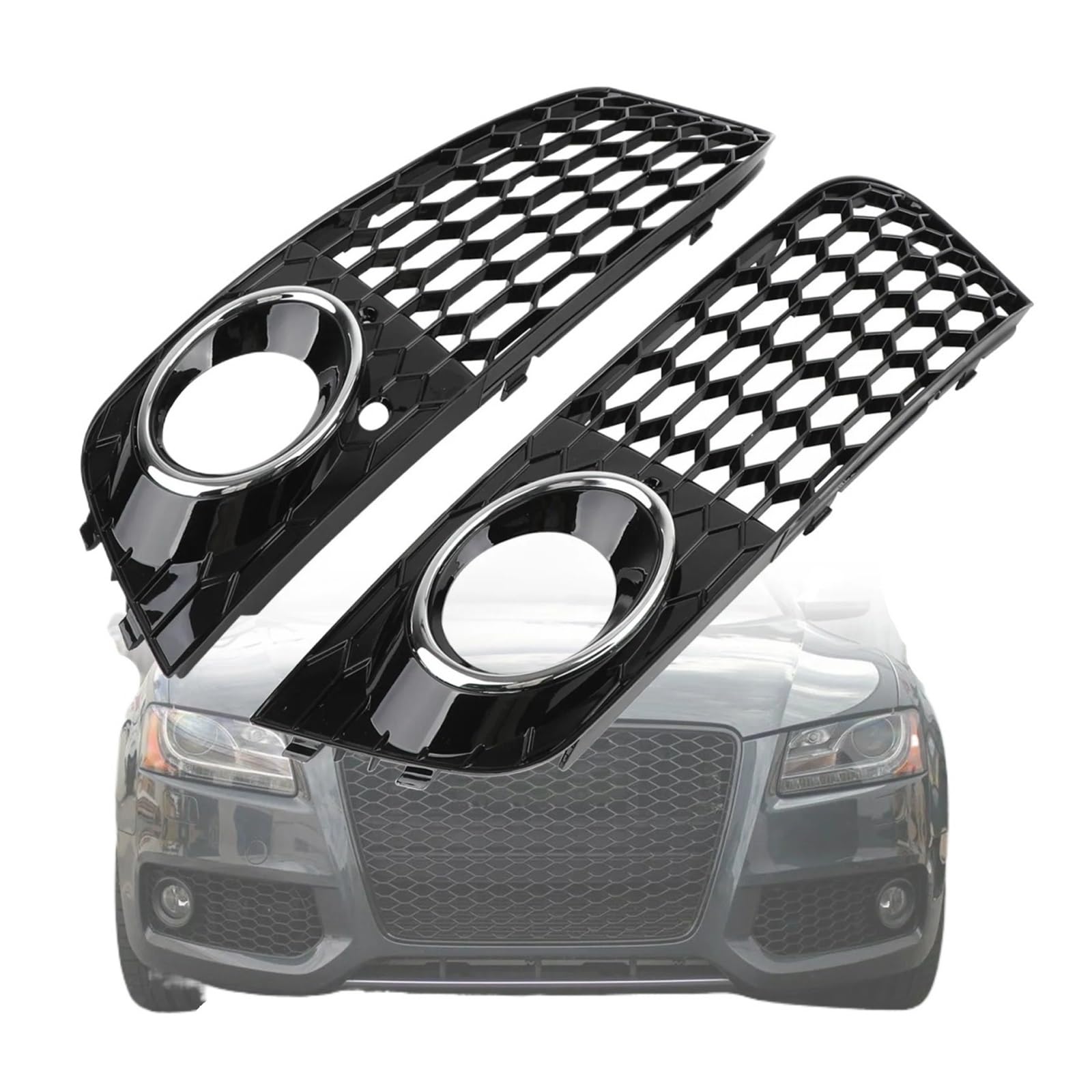 UTSKWD 1 Paar Wabengitter-Nebelscheinwerfer-Entlüftungsgitter-Einlass 8KD807682 8KD807681, kompatibel mit Audi A4 B8 2009–2012, Auto-Außenzubehörteile von UTSKWD