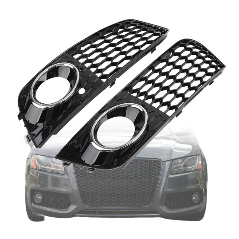 UTSKWD 1 Paar Wabengitter-Nebelscheinwerfer-Entlüftungsgitter-Einlass 8KD807682 8KD807681, kompatibel mit Audi A4 B8 2009–2012, Auto-Außenzubehörteile von UTSKWD