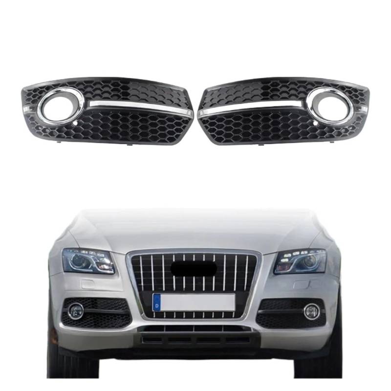 UTSKWD 1x Auto ABS Frontstoßstangengrill Nebelscheinwerfer Lampenabdeckungen Dekorationsleiste | Kompatibel mit Audi Q5 2009-2011 8R0807681A | 8R0807682A(Left+Right) von UTSKWD