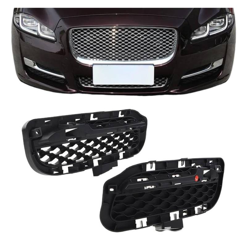 UTSKWD 2 Stück Auto-Stoßstangen-Nebelscheinwerfer-Kühlergrill, Nebelscheinwerfer-Grillschutz, ABS-Verkleidung | Kompatibel mit Jaguar XJ 2016 2017 2018 2019 2020 2021 C2D27003 | C2D27005 von UTSKWD