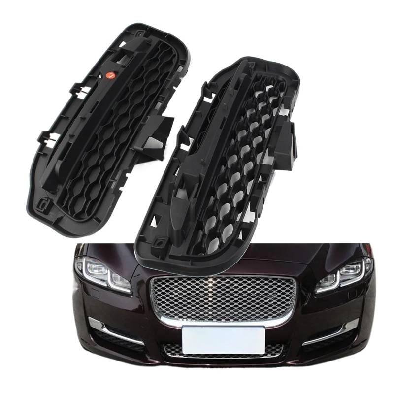 UTSKWD 2 Stück Auto-Stoßstangen-Nebelscheinwerfer-Kühlergrill, Nebelscheinwerfer-Grillschutz, ABS-Verkleidung | Kompatibel mit Jaguar XJ 2016 2017 2018 2019 2020 2021 C2D27003 von UTSKWD