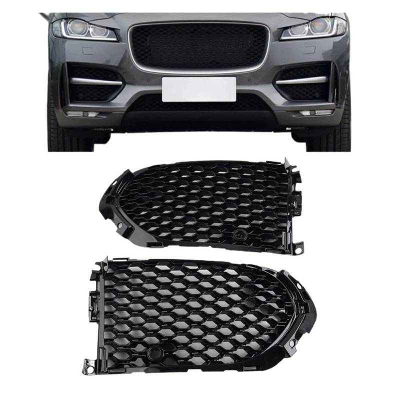 UTSKWD 2 Stück Glänzend Schwarzes Auto-Frontstoßstangen-Nebelscheinwerfer-Lampengrill Mit Offenem Gitter Und PDC | Kompatibel Mit Jaguar F-Pace 【2016 2017 2018 2019 2020】 von UTSKWD