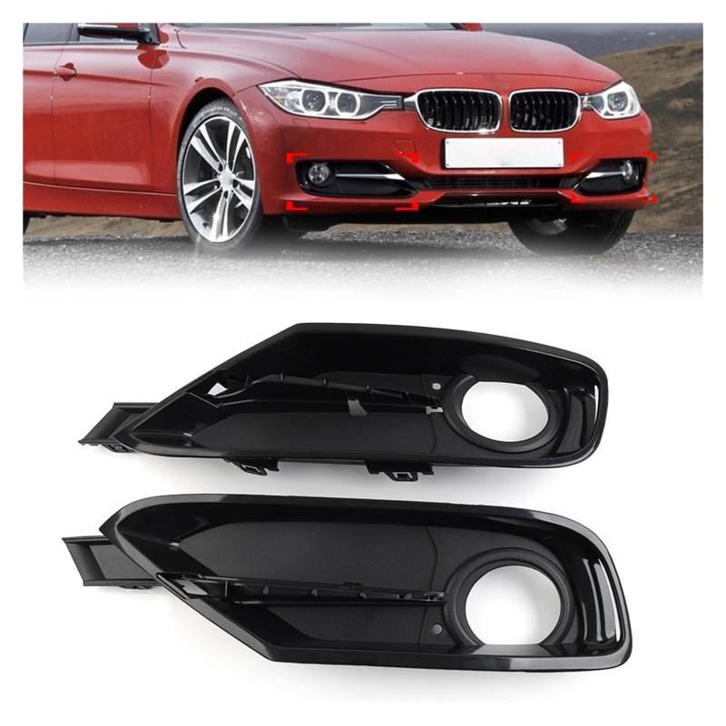 UTSKWD 51117300737 | 51117300738 Schwarz glänzender Kühlergrill for Nebelscheinwerfer und Frontstoßstange mit geschlossenem Gitter ohne silbernen Rand | Kompatibel mit BMW F30 F31 F35 F80 Port Line 20 von UTSKWD