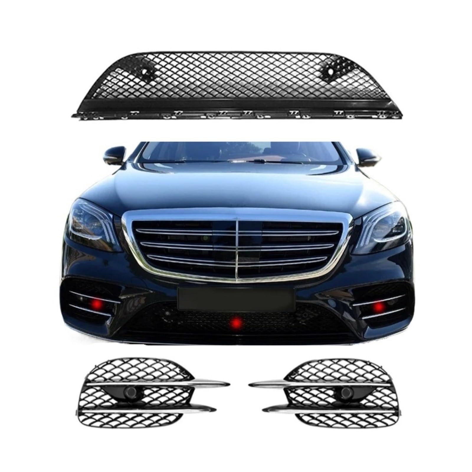 UTSKWD A2228857100 Kühlergrill vorne unten, Stoßstangenkühler, Lufteinlassgitter | Kompatibel mit Mercedes Benz S-Klasse W222 S450L S500L S560 4MATIC(Full Set) von UTSKWD