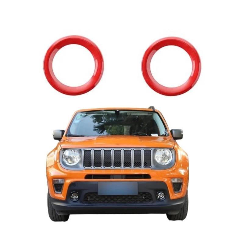 UTSKWD Autolampenhauben | Auto-Frontstoßstange, Nebelscheinwerfer, Kühlergrillabdeckung, unteres Netz | Unterer dekorativer Ring for Autoblinker | Kompatibel mit Jeep Renegade 2019 2020 2021 Zubehör(L von UTSKWD