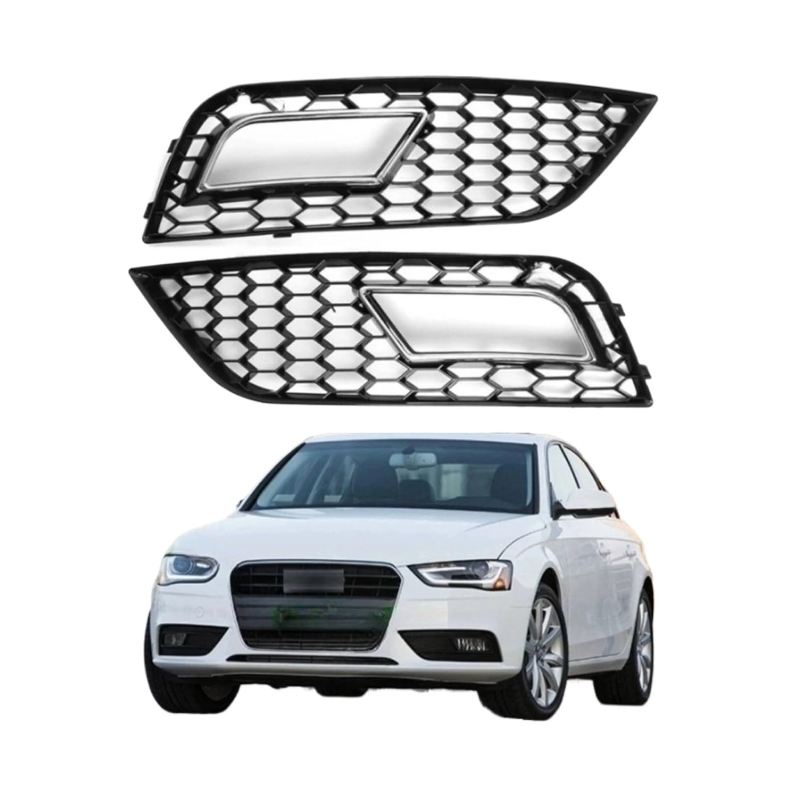 UTSKWD Blendrahmen for Nebelscheinwerfer an der vorderen Stoßstange des Autos, kompatibel mit Audi A4 B8.5 Facelift-Modellen 2013 2014 2015 2016(1 Pair Chrome Black) von UTSKWD