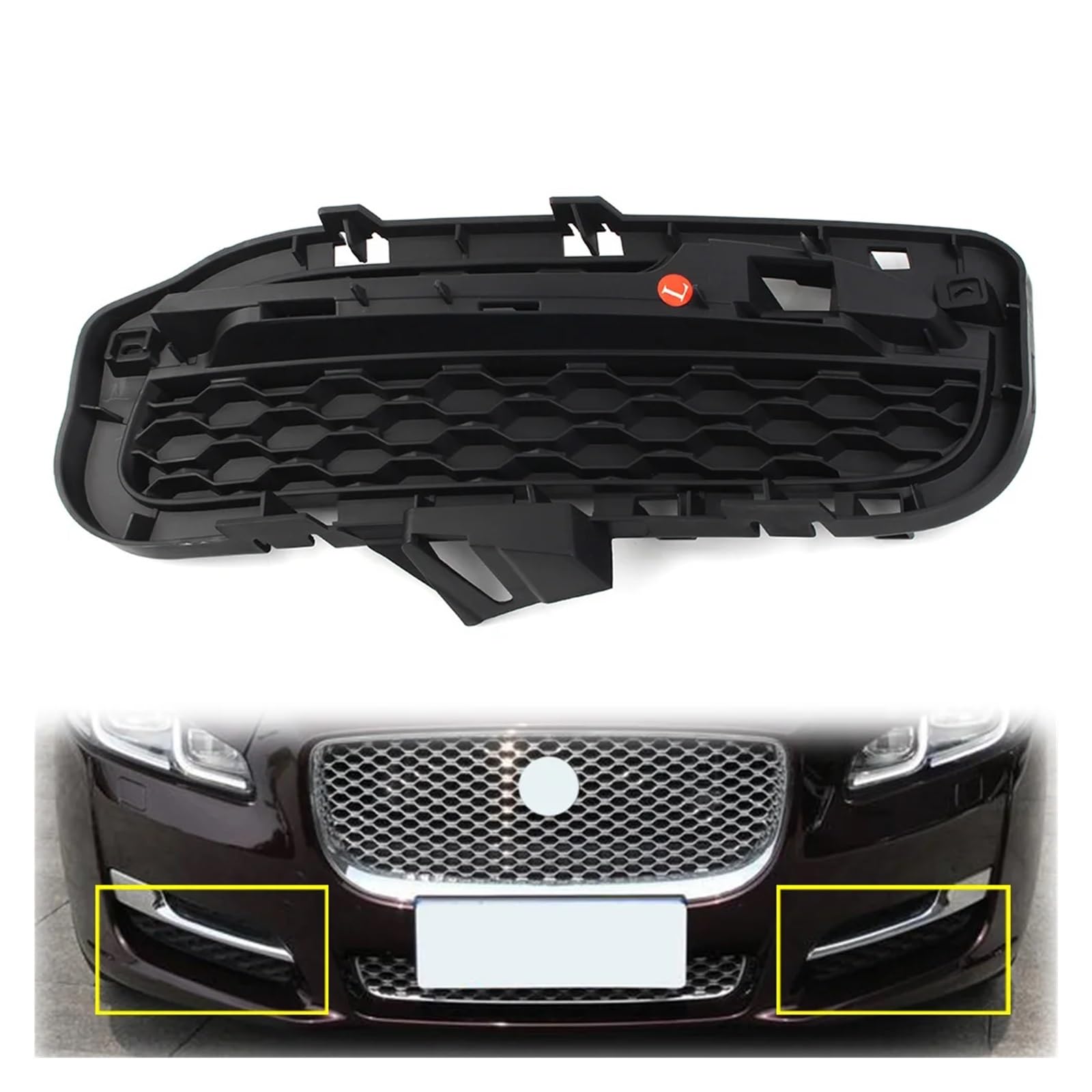 UTSKWD C2D27003 C2D27005 Autostoßstange Nebelscheinwerfergitter Nebelscheinwerfer Grillschutz ABS-Verkleidung | Kompatibel mit Jaguar XJ 2016 2017 2018 2019 2020 2021(Left) von UTSKWD