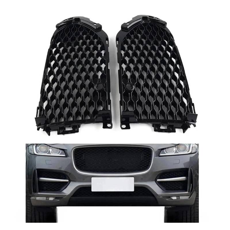 UTSKWD CU62191BL | CU62151BL | Auto-Frontstoßstange mit offenem Gitter, Nebelscheinwerfer-Kühlergrill mit PDC | Kompatibel mit Jaguar F-Pace 2016 2017 2018 2019 2020, glänzend schwarz(Left+Right) von UTSKWD