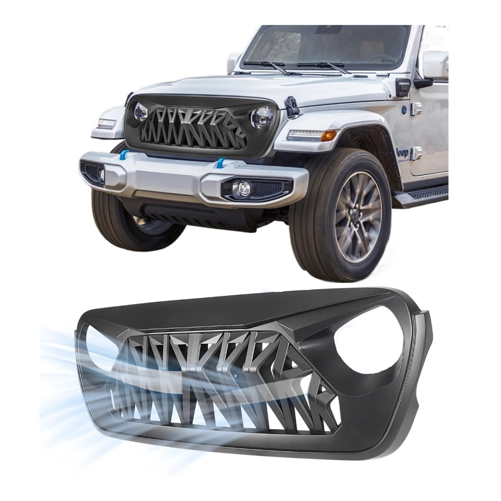 UTSKWD Frontgrillabdeckung Haifisch-Kühlergrillschutz | Kompatibel mit Jeep Wrangler JL/Kompatibel mit Gladiator JT 2018-2025 UTSKWD Frontgrillabdeckung Haifisch-Kühlergrillschutz | Kompatibel mit Jeep Wrangler JL/Kompatibel mit Gladiator JT 2018-2025 von UTSKWD