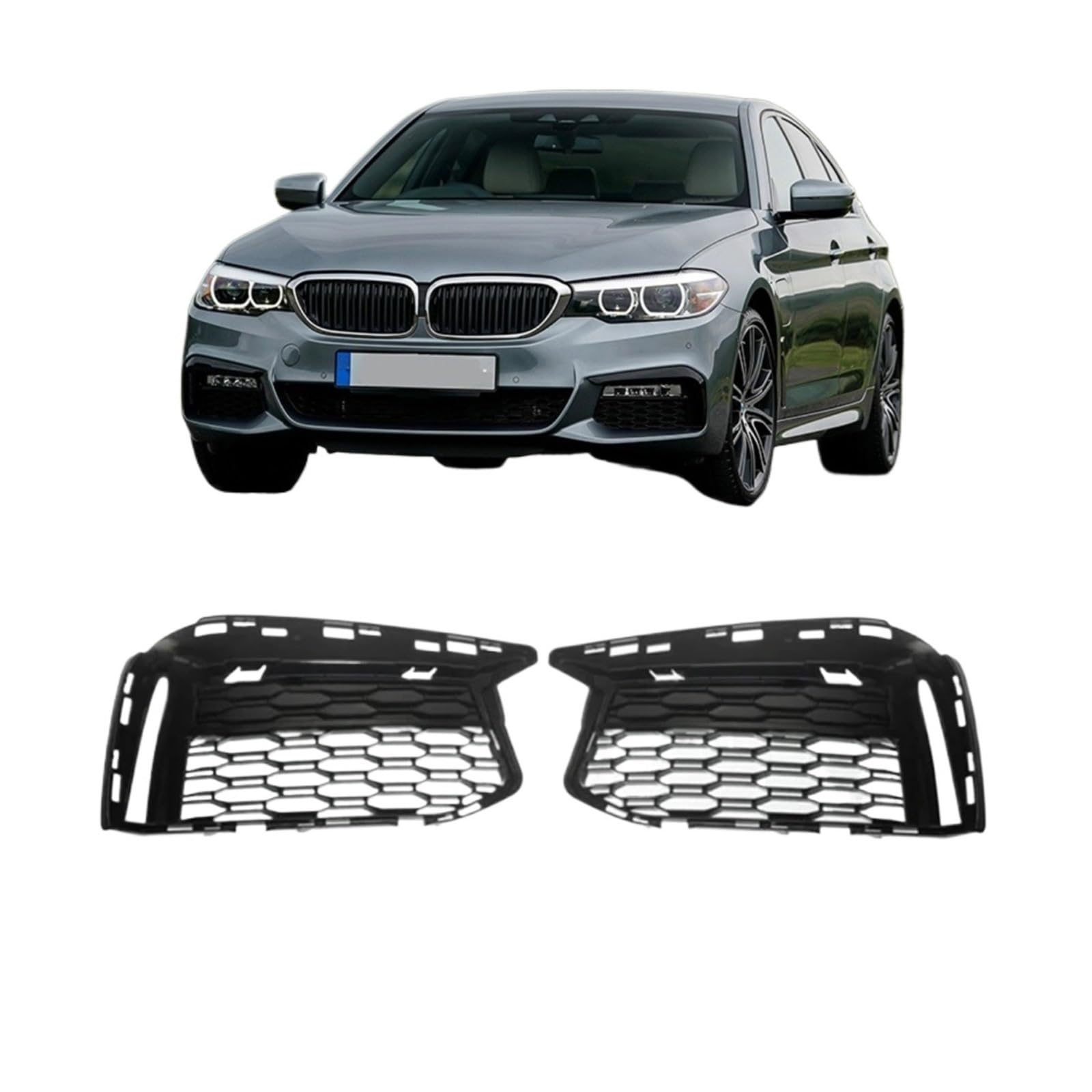 UTSKWD Nebelscheinwerfer-Abdeckrahmen for die vordere Stoßstange, Nebelscheinwerfergitter, kompatibel mit BMW 5er G30 G38 530i 540i M Sport 2018–2020 51118064963 51118064964(No DRL Hole 2 PCS) von UTSKWD