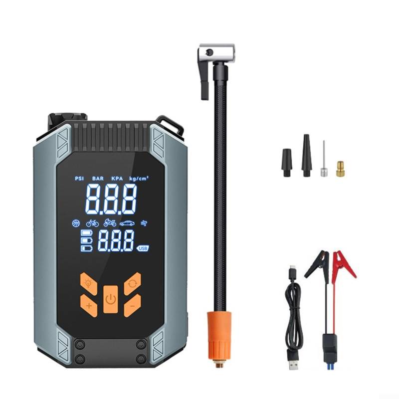 UTTASU Auto Starthilfe Luftpumpe 7200A 12V Batterie Booster Tragbarer Kompressor mit LED-Licht 150PSI Typ-C Aufladen von UTTASU
