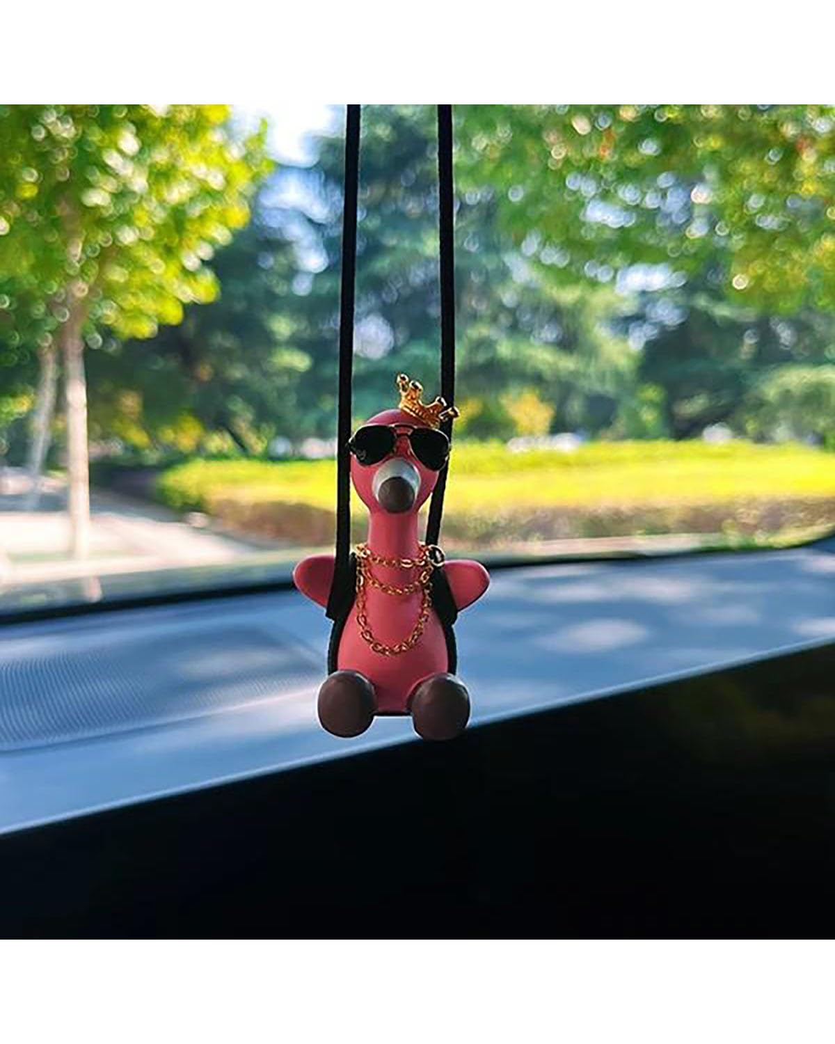 Autodekoration Niedliche Gips-Flamingo-Autodekoration Anhänger Schaukel Flamingo Auto-Innendekoration Für Auto-Geschenke Kawaii-Autozubehör Auto Hängende Ornamente(Style 1) von UUIUYGH