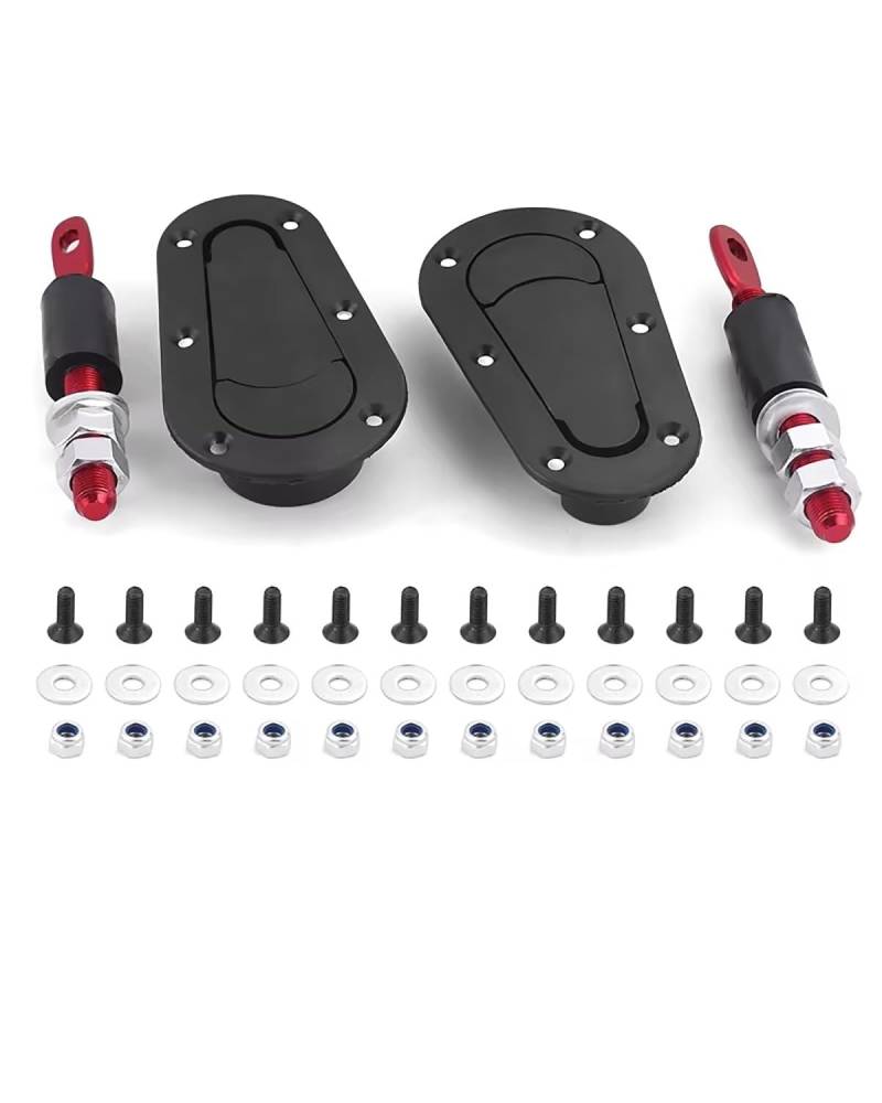 Motorhaubenschloss 2 Stücke Universal Racing Auto Haube Pin Motor Motorhaube Latch Lock Mount Kit Mit/ohne Schloss Schlüssel Haubenschloss(Black no Lock) von UUIUYGH