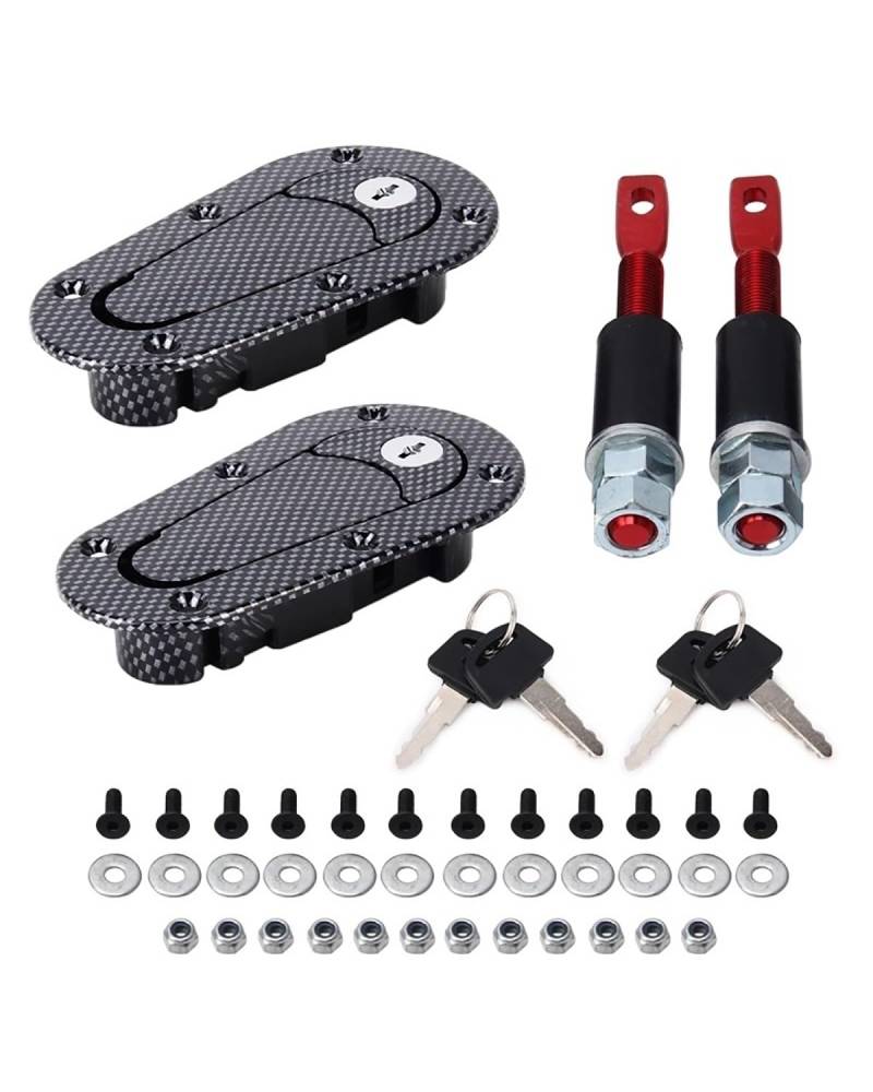Motorhaubenschloss D1-SPEC Racing Auto Modifizierte Motorhaube Verstecktes Haubenschloss Schwarz Universal Haubenschloss(Carbon Fiber with Lock) von UUIUYGH