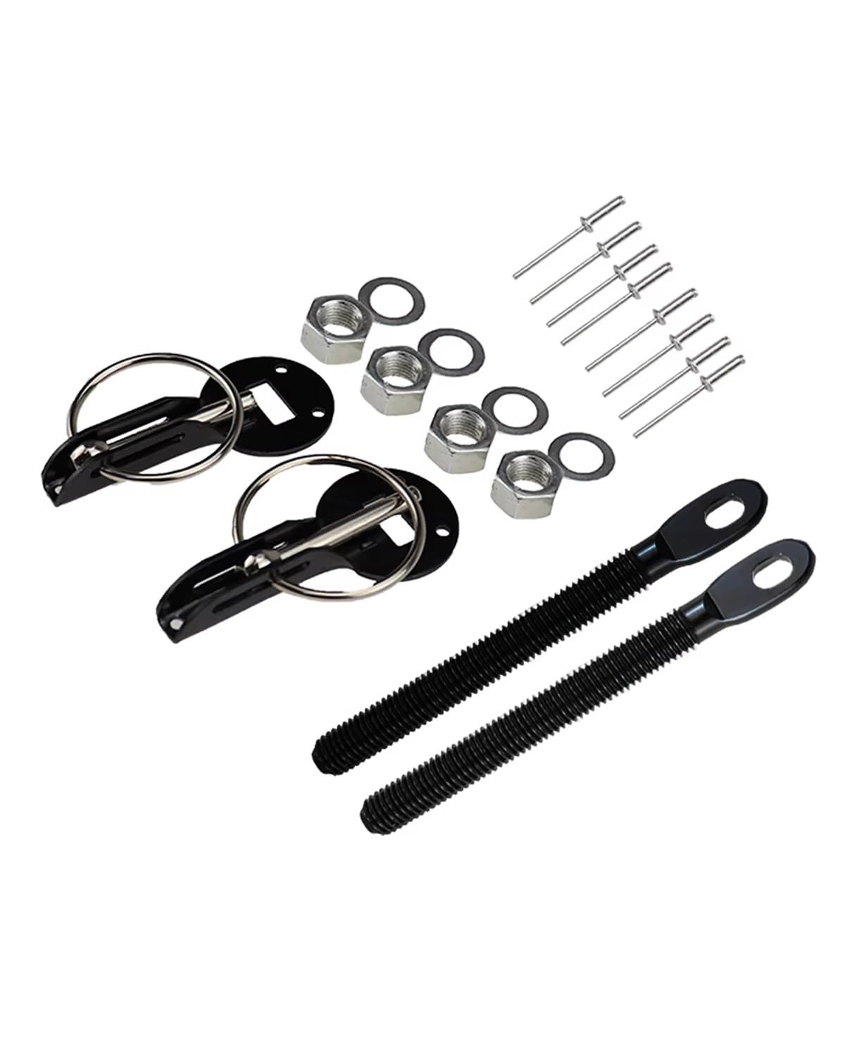 Motorhaubenschloss Universal Autos Accessaries Aluminiumlegierung Halterung Hood Pin Motorhaube Lock Kit Auto Styling Tunning Lock Kit Down Hood Lock Latch Pins Haubenschloss(Black) von UUIUYGH