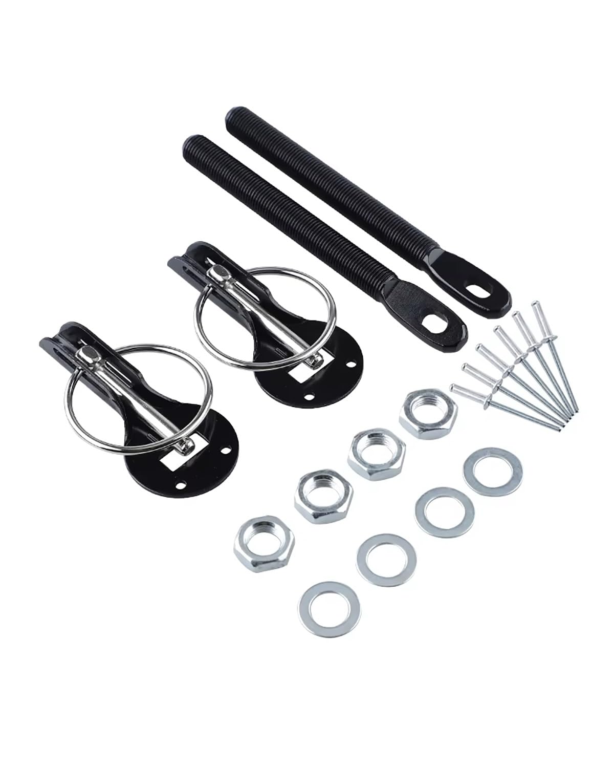 Motorhaubenschloss Universal Autos Accessaries Aluminiumlegierung Halterung Hood Pin Motorhaube Lock Kit Auto Styling Tunning Lock Kit Down Hood Lock Latch Pins Haubenschloss(Black) von UUIUYGH