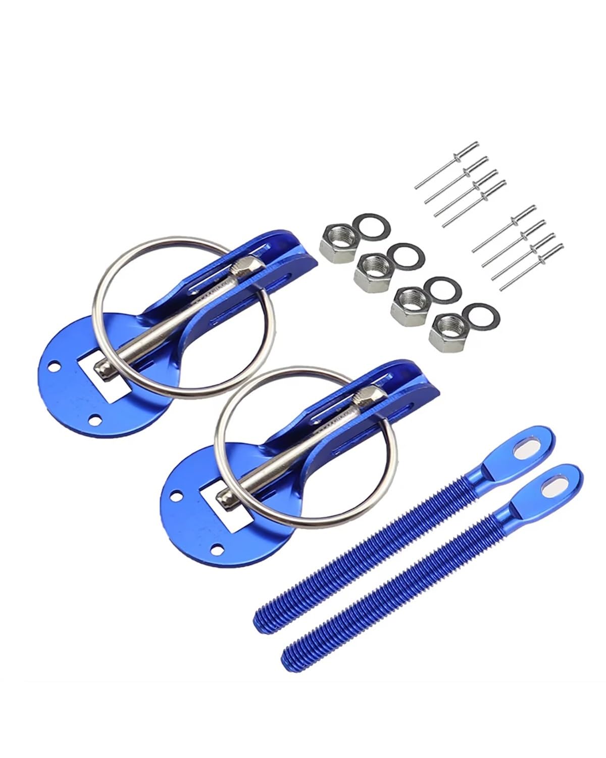 Motorhaubenschloss Universal Autos Accessaries Aluminiumlegierung Halterung Hood Pin Motorhaube Lock Kit Auto Styling Tunning Lock Kit Down Hood Lock Latch Pins Haubenschloss(Blue) von UUIUYGH