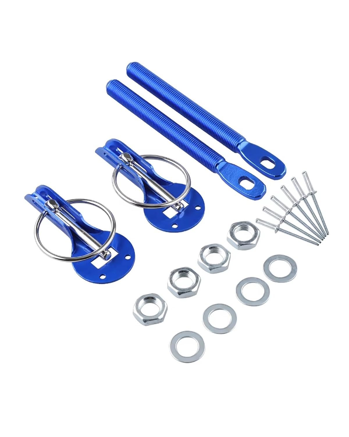 Motorhaubenschloss Universal Autos Accessaries Aluminiumlegierung Halterung Hood Pin Motorhaube Lock Kit Auto Styling Tunning Lock Kit Down Hood Lock Latch Pins Haubenschloss(Blue) von UUIUYGH