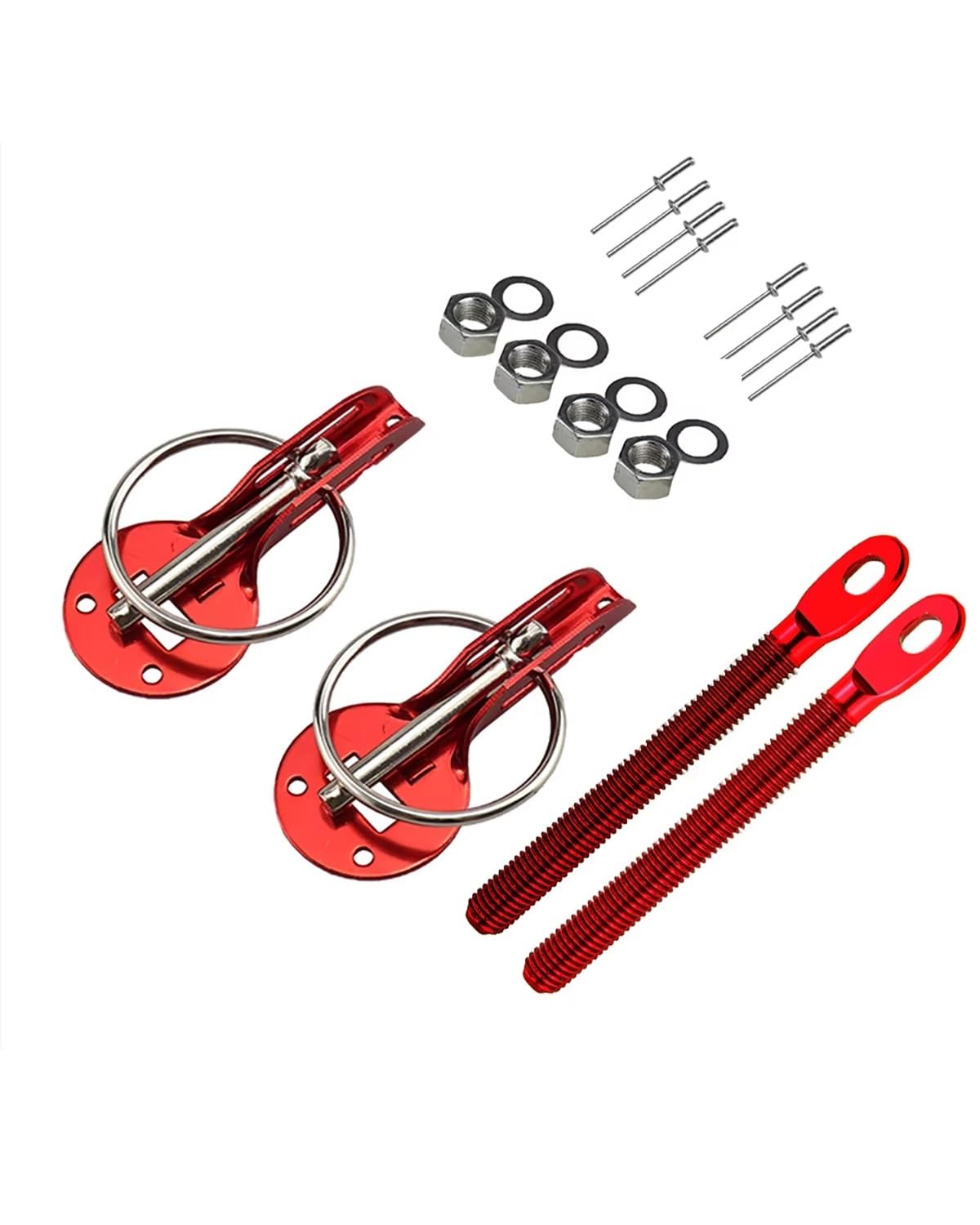 Motorhaubenschloss Universal Autos Accessaries Aluminiumlegierung Halterung Hood Pin Motorhaube Lock Kit Auto Styling Tunning Lock Kit Down Hood Lock Latch Pins Haubenschloss(Red) von UUIUYGH