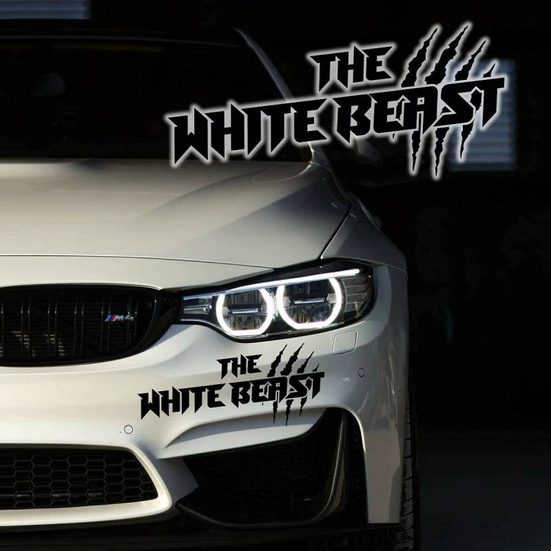 160mmx70mm The White Beast Auto Aufkleber Motorspor Tuning Sticker Limited Edition Shwarz von UUSticker