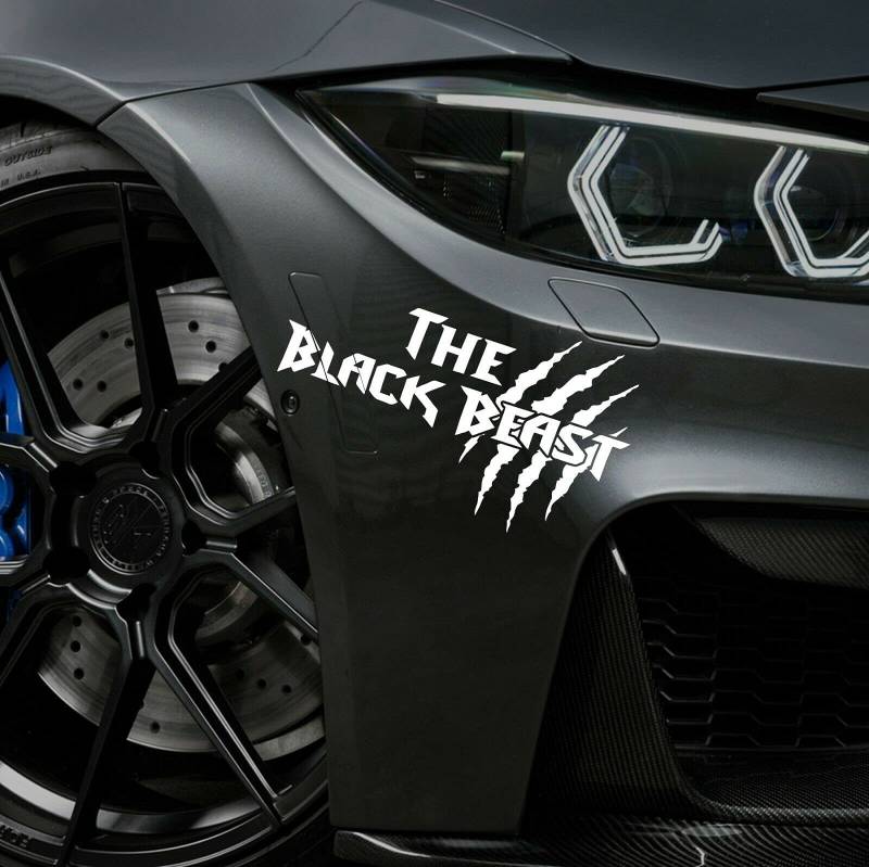 160mmx90mm The Black Beast Auto Aufkleber Motorspor Tuning Sticker JDM Limited Edition Lin Weiß von UUSticker