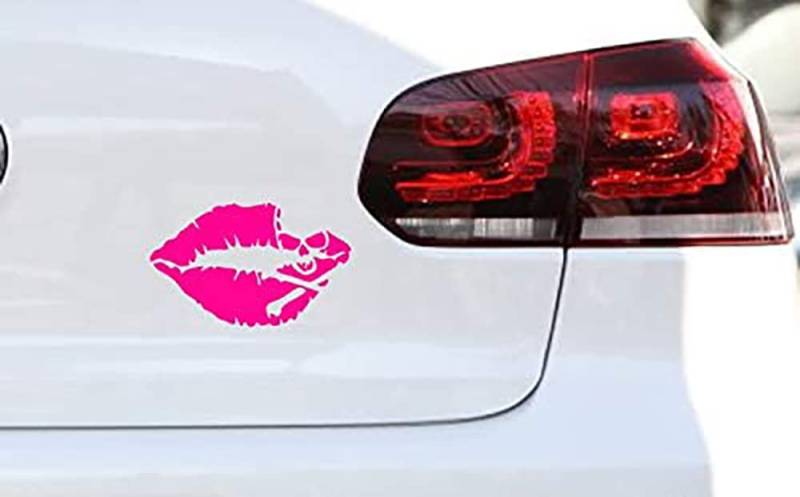 Kussmund Aufkleber Girl Auto Sticker Kiss Totenkopf JDM Lippen 16 cm (pink) von UUSticker