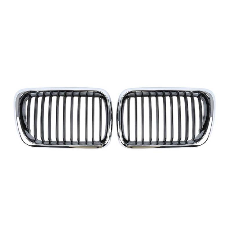 Für B&MW E36 3er-Reihe 318i 320i 323i 325i 4-Türer 1997-1999 2-teiliger Breiter Nieren-Sportgrill In Silber Für Vorne Kühlergrills für die Front von UYCHYTQR