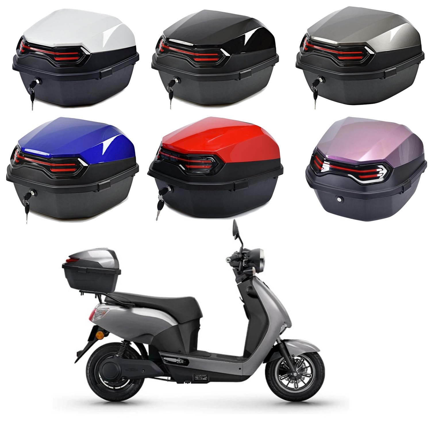 Koffer Für Roller, Motorrad Oder Quad, Helmkoffer Motorradkoffer, Abschließbar Top Case Motorrad, Motorrad Box Gepäckträger Koffer Mit Reflektor Und Rückenlehne ( Farbe : Schwarz , Größe : 41x40x30cm Koffer Für Roller, Motorrad Oder Quad, Helmkoffer Motorradkoffer, Abschließbar Top Case Motorrad, Motorrad Box Gepäckträger Koffer Mit Reflektor Und Rückenlehne ( Farbe : Schwarz , Größe : 41x40x30cm von UYTOIZ