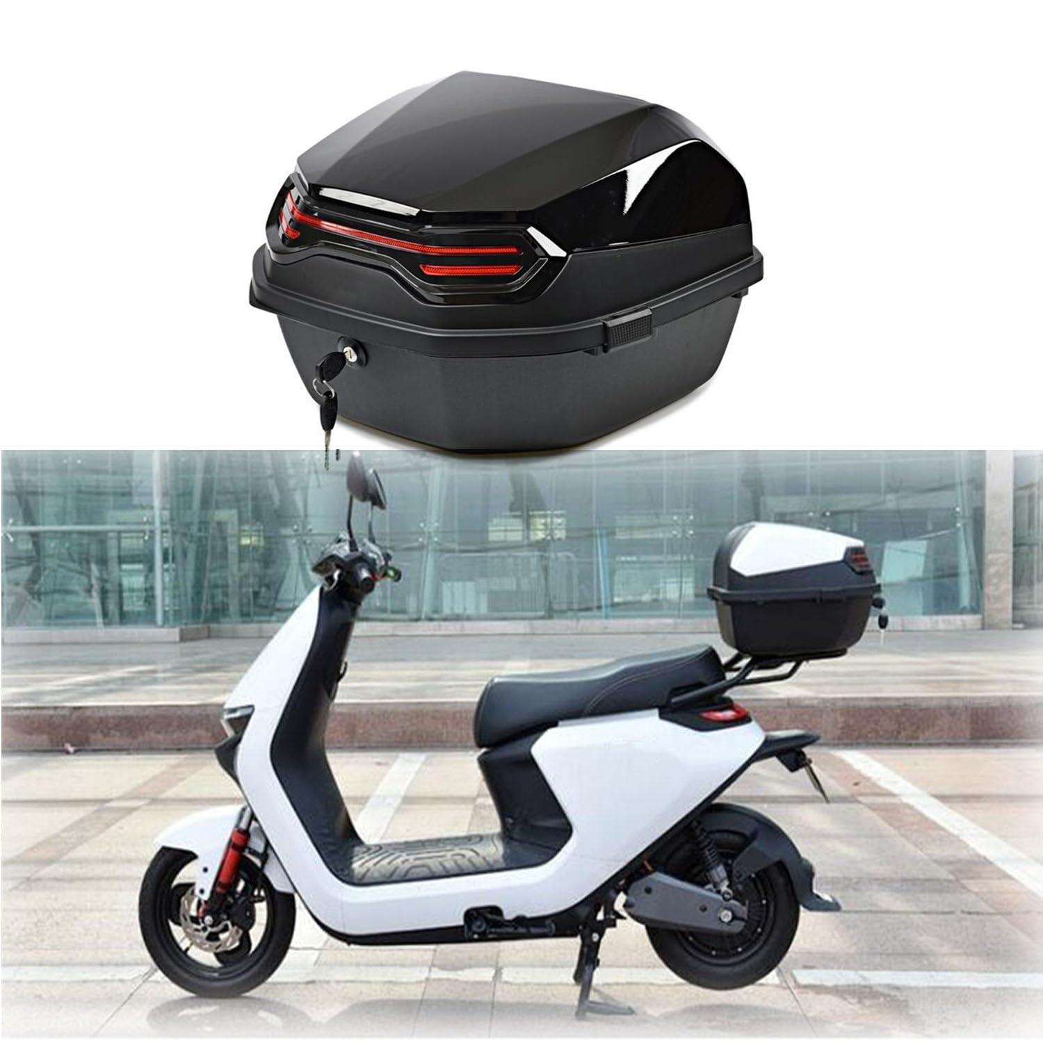 Motorradkoffer Topcase, Topcase Für Roller Mit Sicherheitsschloss, Universelle Motorrad Heckbox Für Moped/Mofa/Motorroller/Motorcycle, Einfache Installation ( Farbe : Schwarz , Größe : 41x40x30cm ) Motorradkoffer Topcase, Topcase Für Roller Mit Sicherheitsschloss, Universelle Motorrad Heckbox Für Moped/Mofa/Motorroller/Motorcycle, Einfache Installation ( Farbe : Schwarz , Größe : 41x40x30cm ) von UYTOIZ
