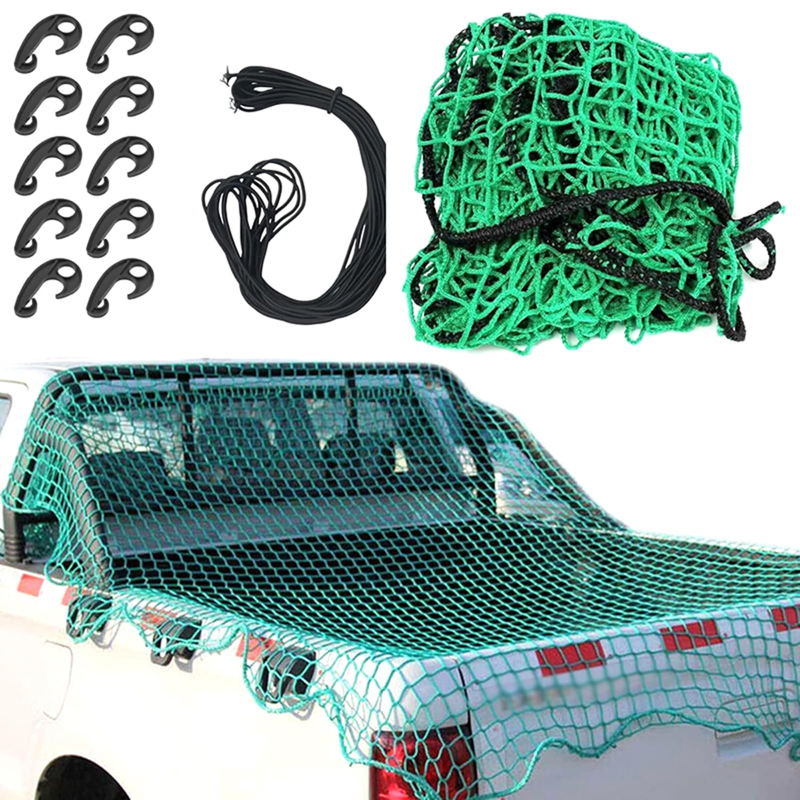 1 Set strapazierfähiges Gepäcknetz, Sicherheitsnetz, elastisches Polyethylen-Bungee-Netz mit 10 Haken für Auto, ATV, Boot, SUV, Van, Anhänger, Schneemobil, sichere Ladungen 1 Set strapazierfähiges Gepäcknetz, Sicherheitsnetz, elastisches Polyethylen-Bungee-Netz mit 10 Haken für Auto, ATV, Boot, SUV, Van, Anhänger, Schneemobil, sichere Ladungen von Ucuse