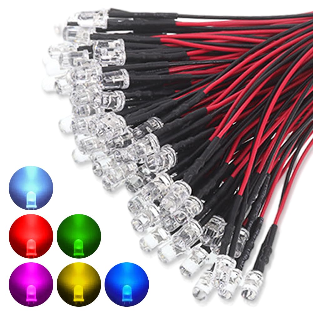 Udbrud 100 Stück Vorverdrahtete LED, 12V Vorverdrahtetes Licht 3mm LEDs 20cm Vorverdrahtetes LED-Dioden Licht und 100 LED Montageringe Plastik für DIY, Modellbau, Modelllayout, Dekor Udbrud 100 Stück Vorverdrahtete LED, 12V Vorverdrahtetes Licht 3mm LEDs 20cm Vorverdrahtetes LED-Dioden Licht und 100 LED Montageringe Plastik für DIY, Modellbau, Modelllayout, Dekor von Udbrud