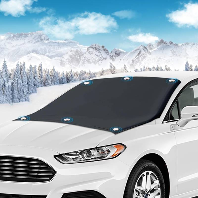 Udbrud Sonnenschutz Auto Frontscheibe, 6 Magnet Frontscheibenabdeckung Faltbarer UV-Staub Sonnenschutz Frontscheibe Innen Windschutzscheibenabdeckung für Autos, SUVs Sommer/Winter, 210 x 120cm von Udbrud