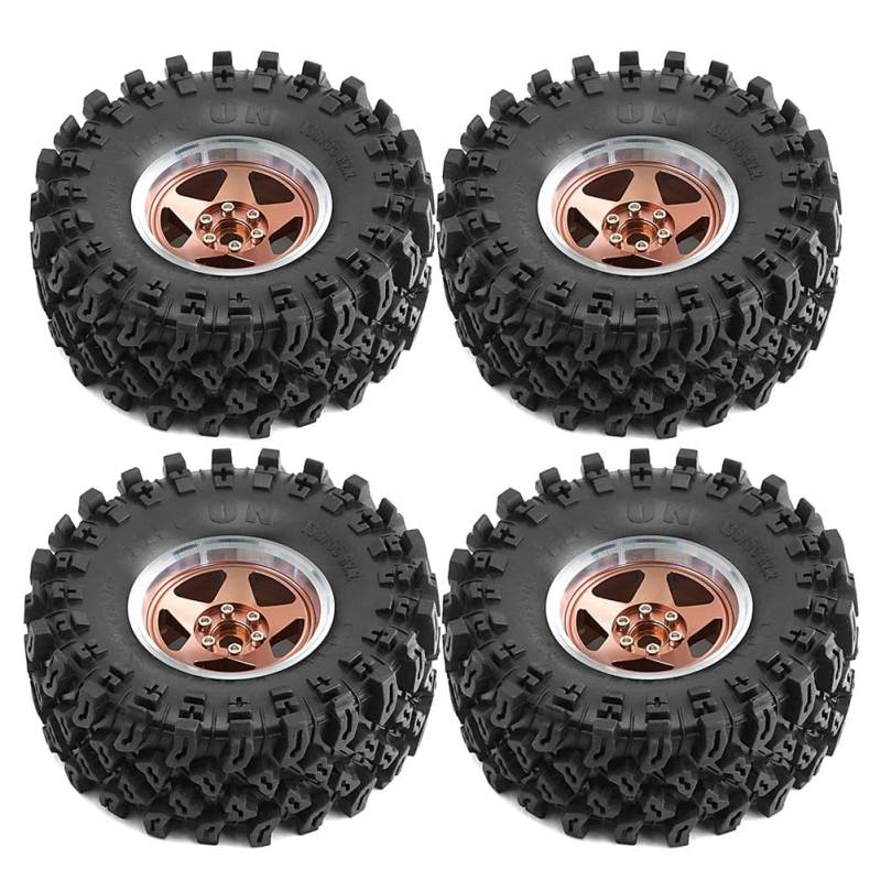 Uhidka 4 Stück 136 mm Metall 2,2 Beadlock Felgenreifensatz für 1/10 RC Crawler Auto für Axial SCX10 Wraith RR10 Capra TRX4 von Uhidka