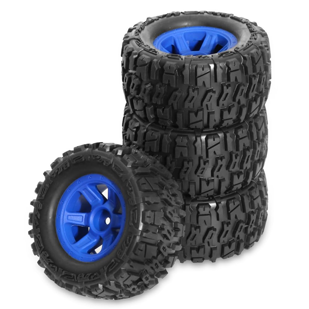 Uhidka 4 Stück 90 mm Gummireifen Radreifen für 1/14 1/16 1/18 RC Crawler Auto Upgrade Teile Zubehör Blau Uhidka 4 Stück 90 mm Gummireifen Radreifen für 1/14 1/16 1/18 RC Crawler Auto Upgrade Teile Zubehör Blau von Uhidka