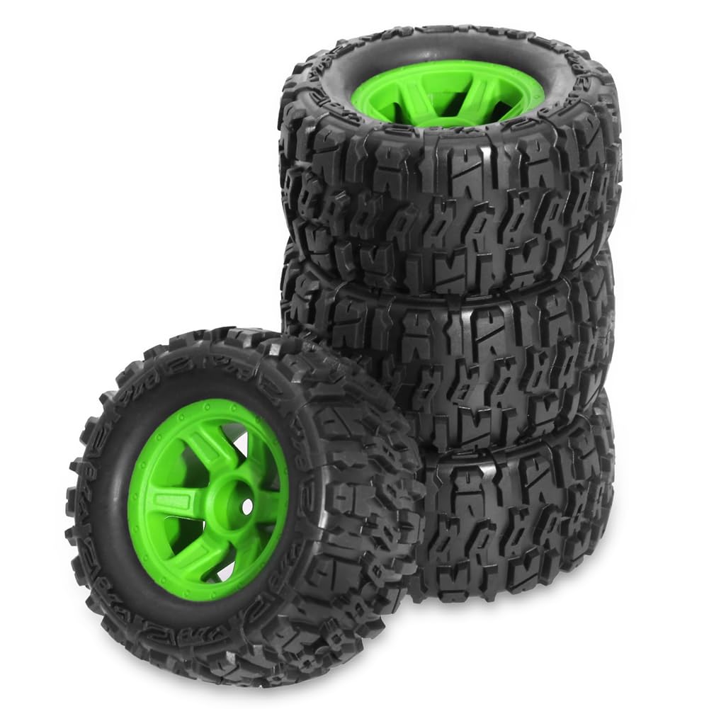 Uhidka 4 Stück 90 mm Gummireifen Radreifen für 1/14 1/16 1/18 RC Crawler Auto Upgrade Teile Zubehör Grün Uhidka 4 Stück 90 mm Gummireifen Radreifen für 1/14 1/16 1/18 RC Crawler Auto Upgrade Teile Zubehör Grün von Uhidka