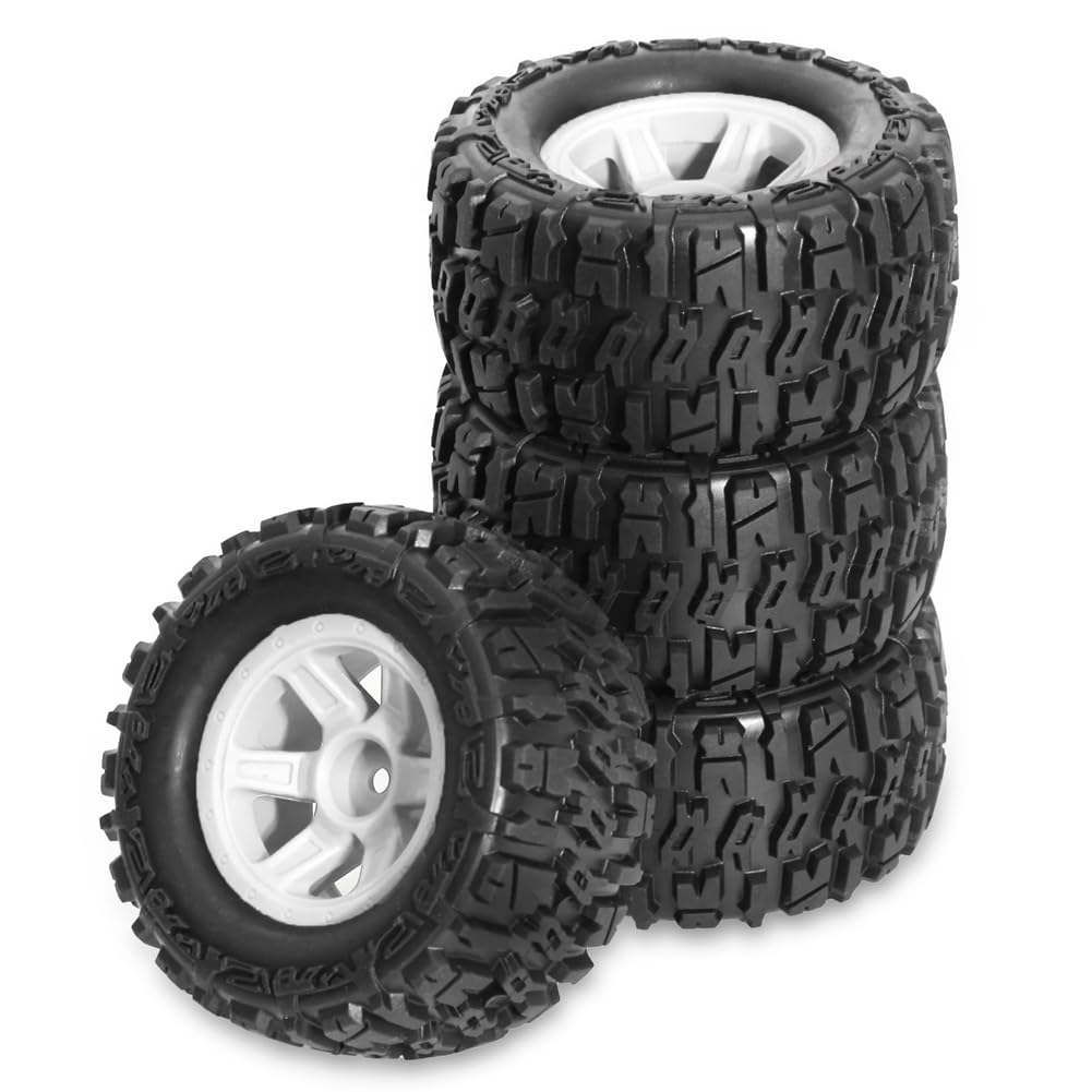 Uhidka 4 Stück 90 mm Gummireifen Radreifen für 1/14 1/16 1/18 RC Crawler Auto Upgrade Teile Zubehör von Uhidka