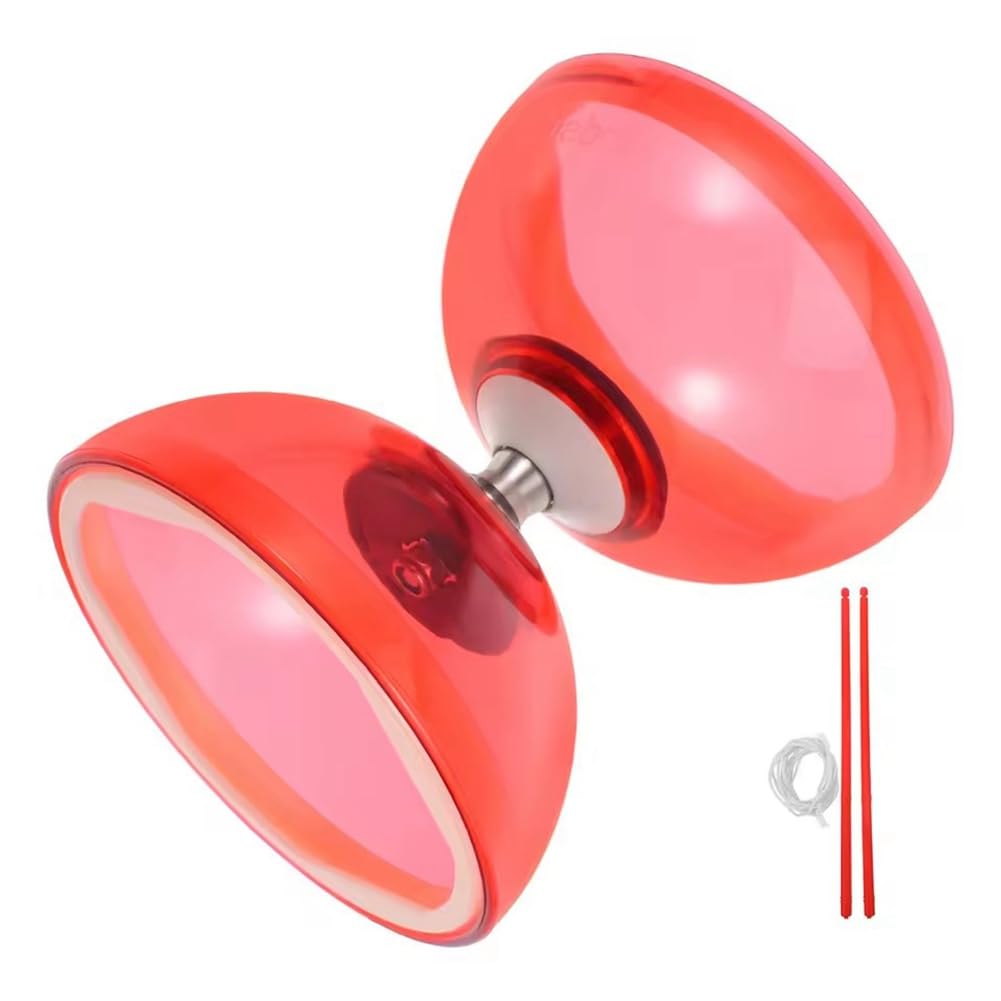 Uhidka Diabolo-Ball mit Dreifachem Lager, Jonglieren, Weiches Gummi, Doppelrad, für Kinder, Outdoor-Spielset, Kristall-Tpu, Rot Uhidka Diabolo-Ball mit Dreifachem Lager, Jonglieren, Weiches Gummi, Doppelrad, für Kinder, Outdoor-Spielset, Kristall-Tpu, Rot von Uhidka