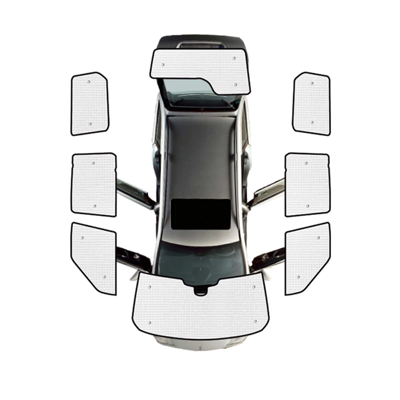 8-teiliges Auto-Windschutzscheiben-Sonnenschutz, komplette Abdeckung, Autofenster-Schatten, Frontscheiben-Sonnenblenden, UV-Strahlen, Sonnenblendenschutz für Land Rover Discovery 3/4 2004–2016 von Uieohout