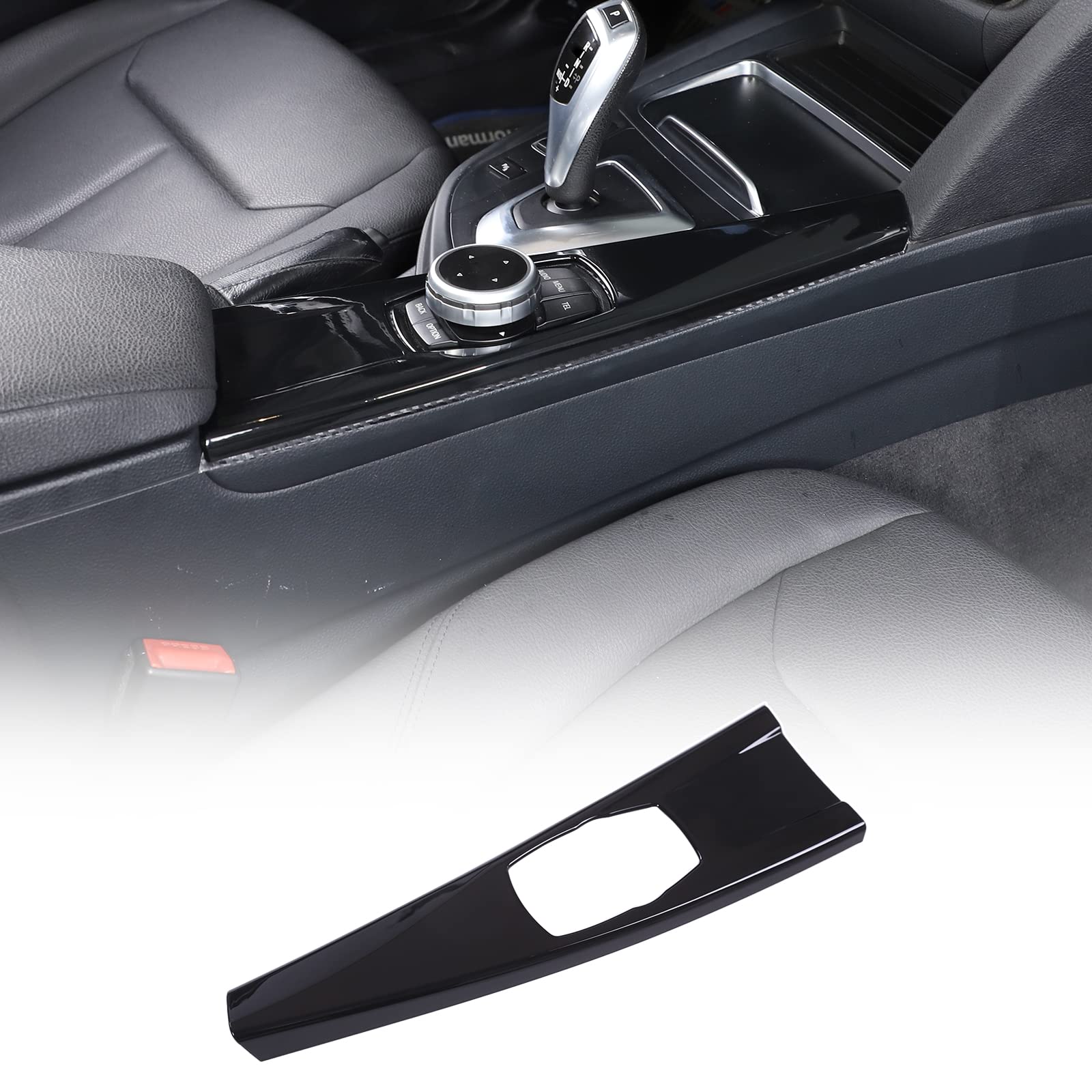 ABS Auto Interior Center Console Multimedia Button Panel Trim Cover Fit for BMW 3er F30 F34 / 4er F33 F36 2013-2019 (Linkslenker, Gloss Black) von Uieohout