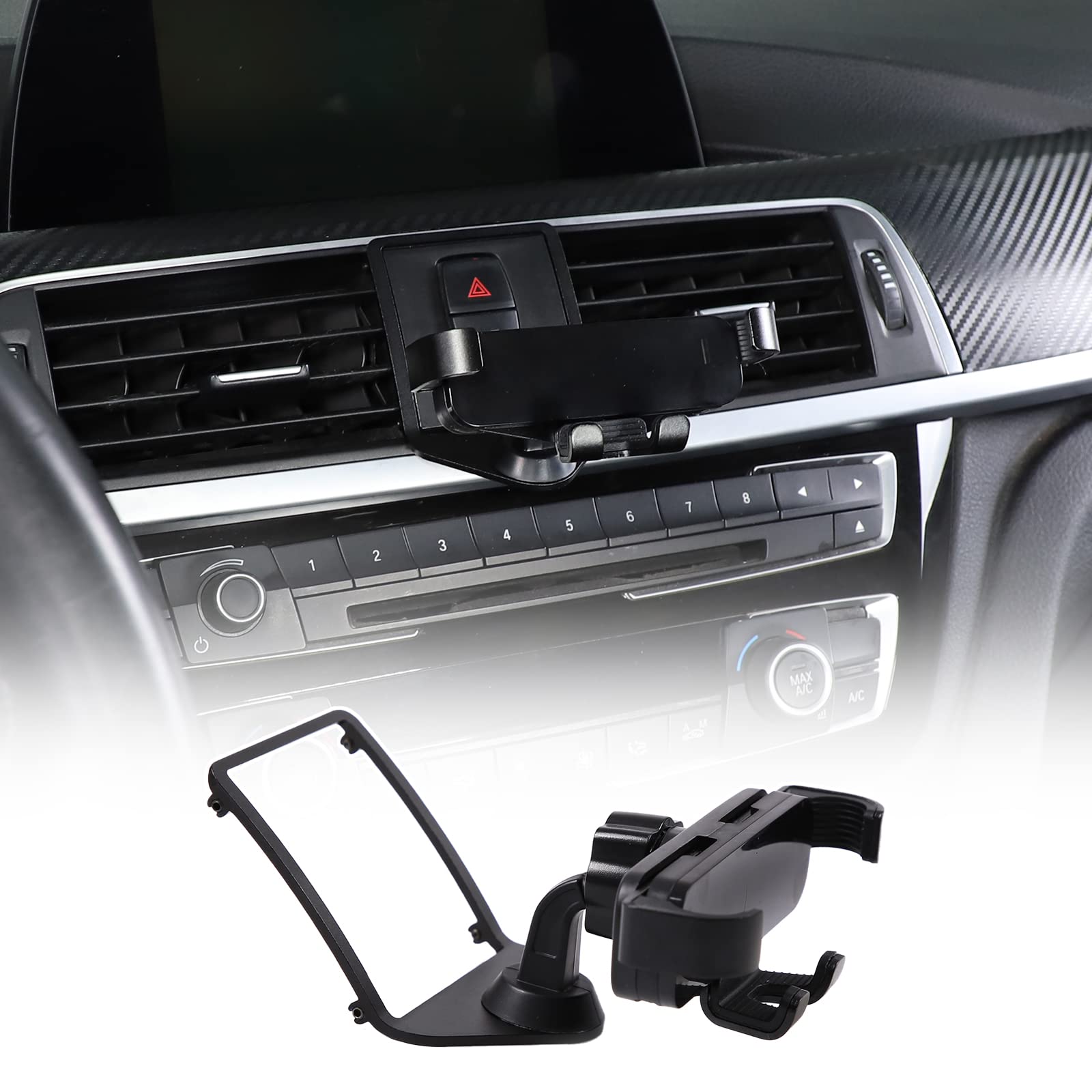 Aluminiumlegierung, Auto-Handyhalterung, Mittelkonsole, Lüftungsschlitz, Handyhalterung für B-M+W 1 3 4 Serie GT F30 F32 F33 F34 F36 2013–2019 (schwarz) von Uieohout