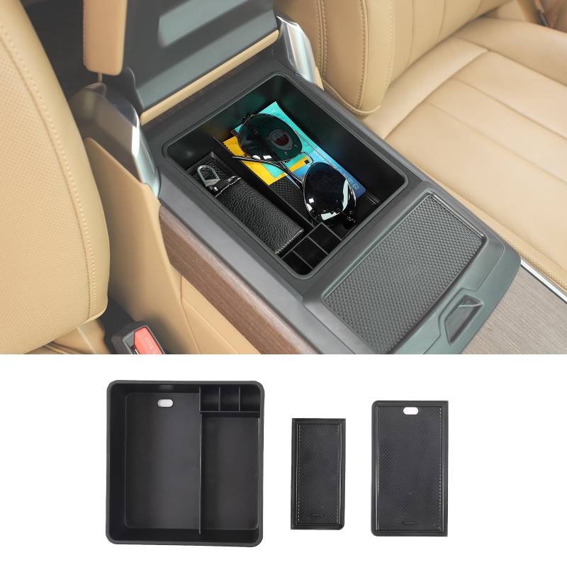 Armlehnen-Aufbewahrungsbox für Range Rover/Range Rover Sport 2023–2025, Armlehneneinsatz-Behälter-Aufbewahrungsbox mit Gummimatte, Mittelkonsolen-Organizer-Tablett, ABS (ohne Kühlschrank) von Uieohout