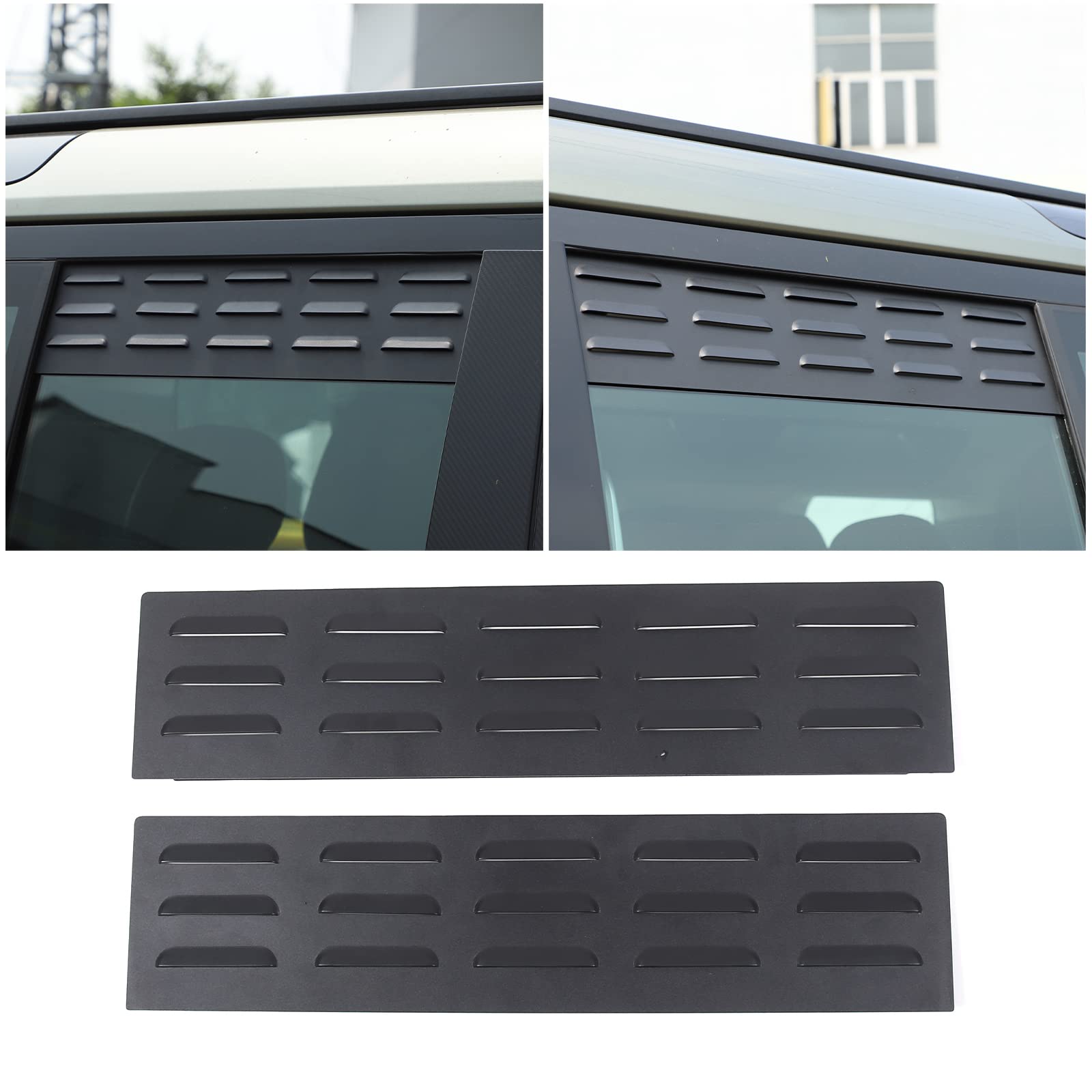 Hintere Reihe Türen Fenster Lüftungsabdeckung, hintere Seitentür Fenster Lüftungs-Panel, 2rd Reihe Lüftungs-Lamellen Panel für Land Rover, Aluminiumlegierung (for Defender 110/130 2020-2023) von Uieohout